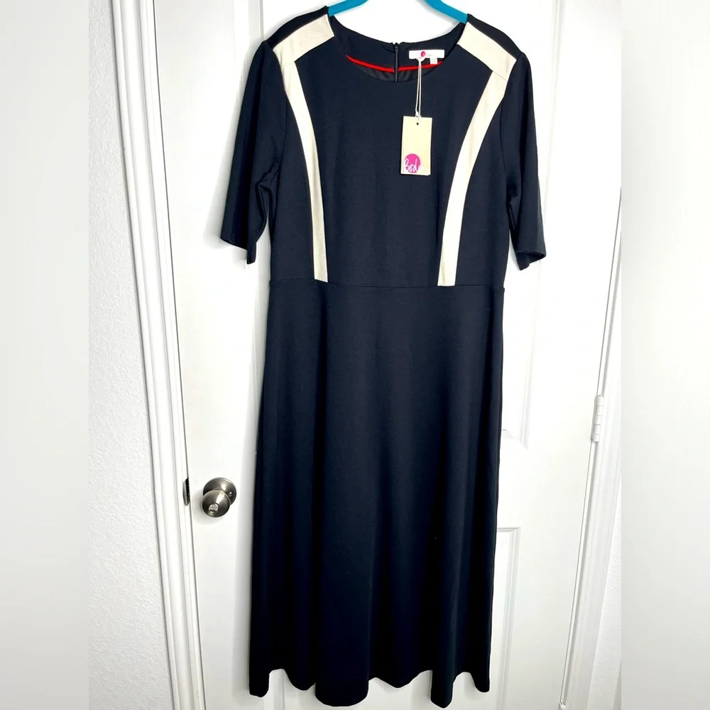 Boden Emily Ponte Midi Dress Black and White
Scoop Neck Size 14L NWT - Picture 3 of 11